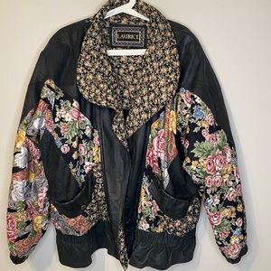 80s Vintage Leather Bomber with Paisley Accents